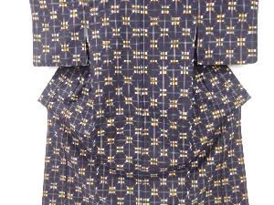 未使用品　絣柄織り出し手織り紬着物